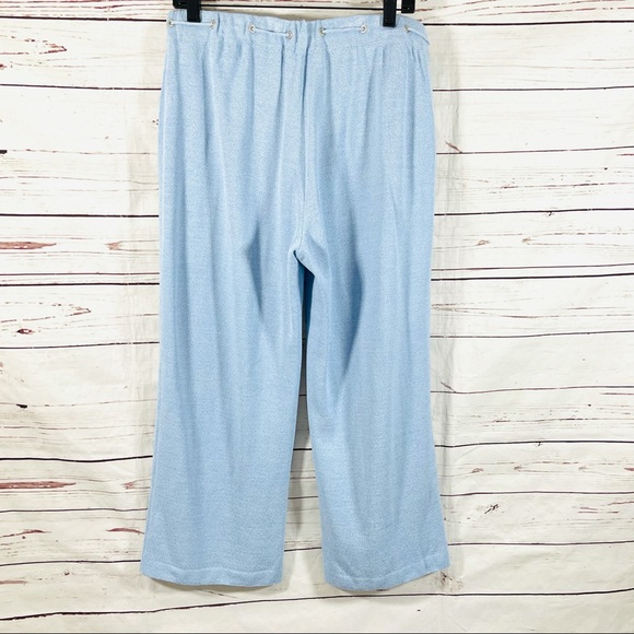 St. John Sports 2PC Knit Pants Suit Top & Pant Blue Striped Wool Blend Size L. - Picture 6 of 11